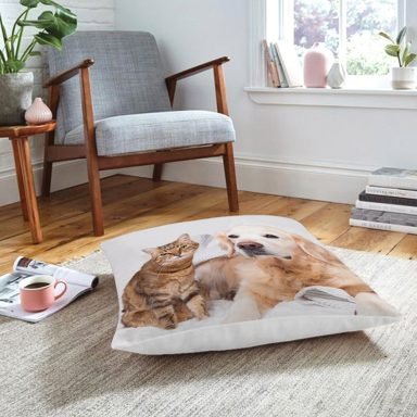 Sevimli Kedi ve Köpek Baskılı Modern Hayvan Yer Minderi