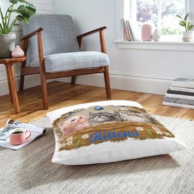 Sevimli Kediler Dijital Baskılı Modern Hayvan Yer Minderi