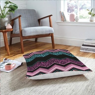 Realhomes Renkli Zigzag Dijital Baskılı Modern Yer Minderi