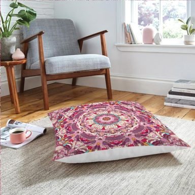 Realhomes Etnik Motifli Dijital Baskılı Modern Yer Minderi