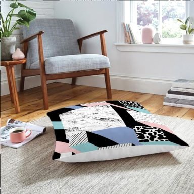 Realhomes Mermer Desenli Dijital Baskılı Modern Yer Minderi