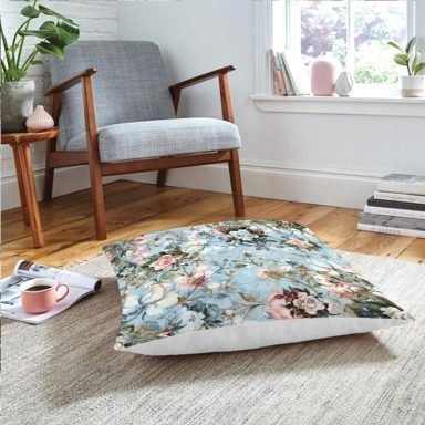 Realhomes Çiçek motifli Özel Tasarım Dijital Baskılı Modern Yer Minderi
