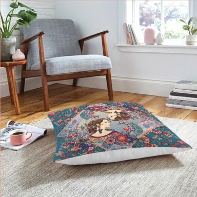 Realhomes Kadın Motifli Dijtal Baskılı Modern Yer Minderi