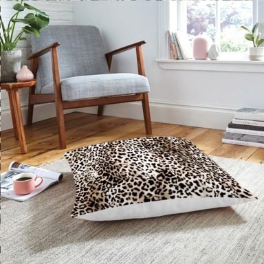 Realhomes Leopar Motifli Dijital Baskılı Yer Minderi