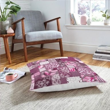 Realhomes Patchwork Desen Dijital Baskılı Modern Yer Minderi