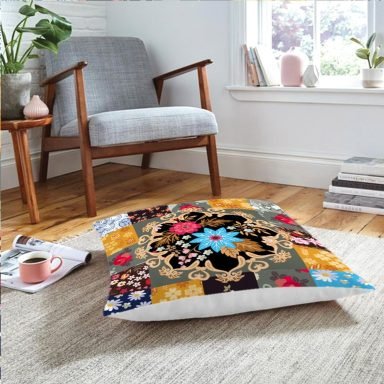 Realhomes Fashion Kareli Motifler Özel Tasarım Dijital Baskılı Modern Yer Minderi