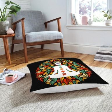 Uzak Doğu Yoga Motifleri Mandalas Özel Tasarım Dijital Baskılı Yer Minderi