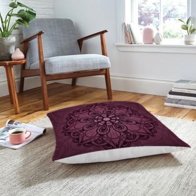 Eski Lavanta Renkli Mandala Motifli Modern Yer Minderi