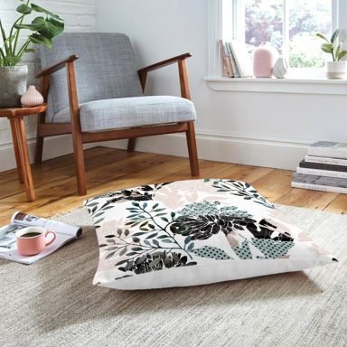 RealHomes Özel Tasarım Zeytin Yaprak Motifli Modern Yer Minderi