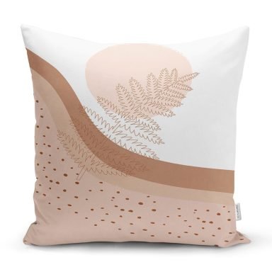 Pastel Renkli Yaprak Motifli Dijital Baskılı Modern Yastık Kırlent Kılıfı