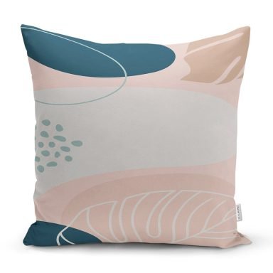 Soft Renkli Yaprak Desenli Dijital Baskılı Modern Yastık Kırlent Kılıfı