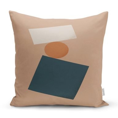 Renkli Zemimli One Draw Çizimli Geometrik Desen Modern Yastık Kırlent Kılıfı