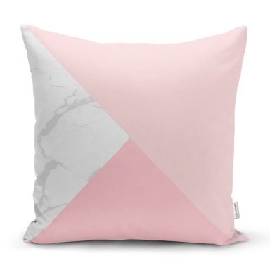 Pastel Zeminli Geometrik Desenli Dijital Baskılı Modern Yastık Kırlent Kılıfı