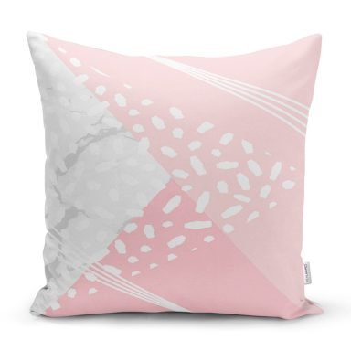 Pastel Zeminli Geometrik Desenli Dijital Baskılı Modern Yastık Kırlent Kılıfı