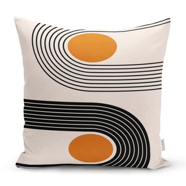 Renkli Zeminli Geometrik Desenli Dijital Baskılı Modern Yastık Kırlent Kılıfı