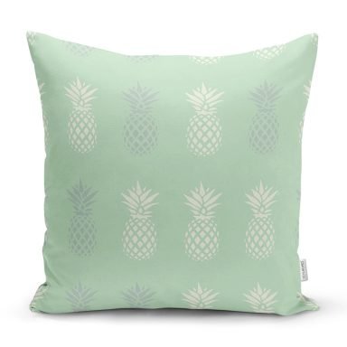 Pastel Zemin Üzerinde Ananas Desenli Dijital Baskılı Modern Yastık Kırlent Kılıfı