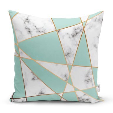 Renkli Geometrik Desenli Mermer Motifli Dijital Baskılı Modern Yastık Kılıfı