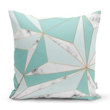 Renkli Geometrik Desenli Mermer Motifli Dijital Baskılı Modern Yastık Kılıfı