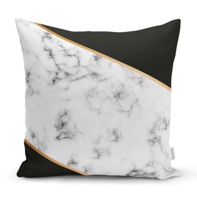 Renkli Geometrik Desenli Mermer Motifli Dijital Baskılı Modern Kırlent Kılıfı