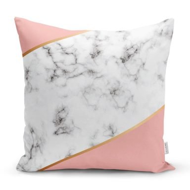 Renkli Geometrik Desenli Mermer Motifli Dijital Baskılı Modern Kırlent Kılıfı