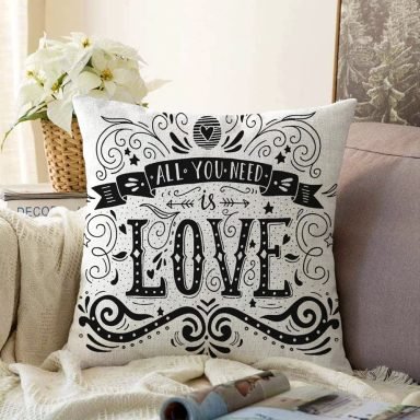 Love Dijital Baskılı Dijital Raşel Yastık Kırlent Kılıfı