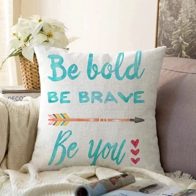 Be Brave Tasarımlı Dijital Baskılı Dekoratif Raşel Kırlent Kılıfı
