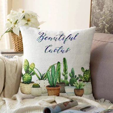 Beatiful Cactus Dijital Baskılı Raşel Yastık Kırlent Kılıfı