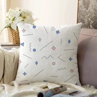 Modern Geometrik Şekiller Dijital Baskılı Raşel Yastık Kırlent Kılıfı