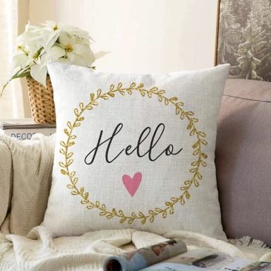 Hello Yaldız Desenli Dijital Baskılı Modern Raşel Kırlent Kılıfı