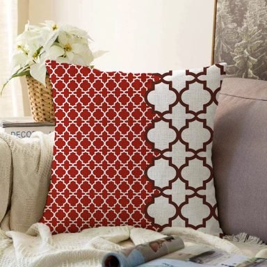 Modern Geometrik Desenli Dijital Baskılı Raşel Yastık Kırlent Kılıfı