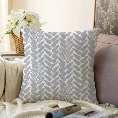Geometrik Desenli Dijital Baskılı Modern Raşel Kırlent Kılıfı