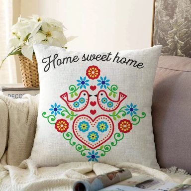 Home Sweet Home Yazılı Dijital Baskılı Modern Raşel Kırlent Kılıfı