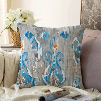 Modern Çini Temalı Dijital Baskılı Modern Raşel Yastık Kılıfı