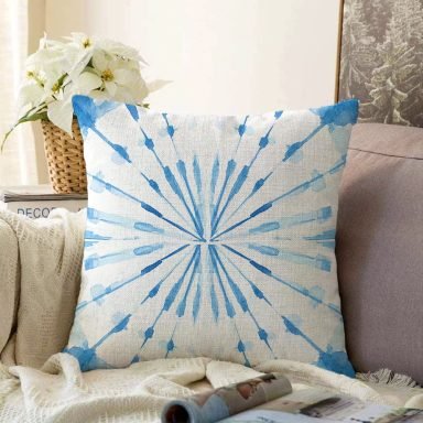 Ebru Motifli Dijital Baskılı Modern Raşel Kırlent Kılıfı