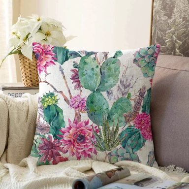 Mint Yeşili Çöl Bitkisi Modern Raşel Yastık Kırlent Kılıfı