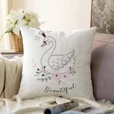 Beatiful Ördek Dijital Baskılı Modern Raşel Yastık Kırlent Kılıfı