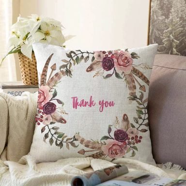 Thank You Dijital Baskılı Raşel Yastık Kırlent Kılıfı
