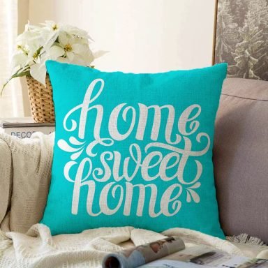 Home Sweet Home Dijital Baskılı Dekoratif Raşel Yastık Kırlent Kılıfı