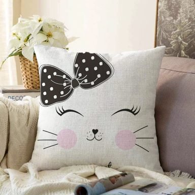 So Sweet Motifli Çizimi Raşel Kırlent Kılıfı