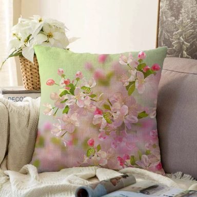 Sardunya Çizimli Modern Raşel Yastık Kırlent Kılıfı