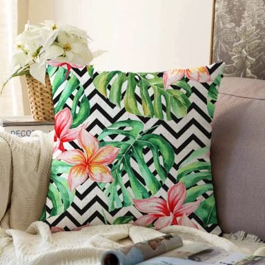 Zigzag Zebra Desenli Dijital Baskılı Raşel Yastık Kırlent Kılıfı