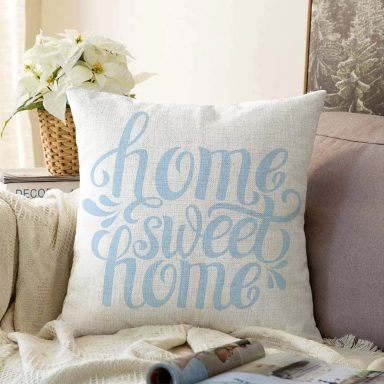Mavi Home Sweet Home Modern Raşel Yastık Kırlent Kılıfı