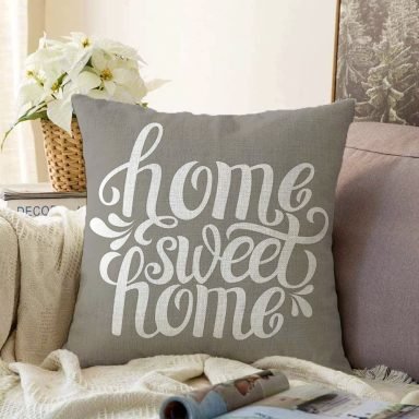 Home Sweet Home Dijital Baskılı Dekoratif Raşel Yastık Kırlent Kılıfı