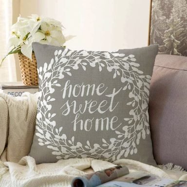 Home Sweet Home Dijital Baskılı Dekoratif Raşel Yastık Kırlent Kılıfı