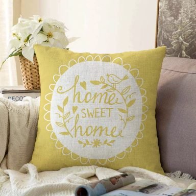 Home Sweet Home Dijital Baskılı Dekoratif Raşel Yastık Kırlent Kılıfı