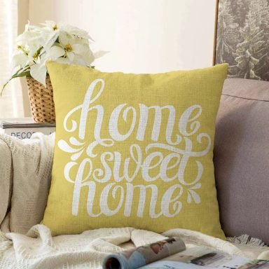 Home Sweet Home Dijital Baskılı Dekoratif Raşel Yastık Kırlent Kılıfı