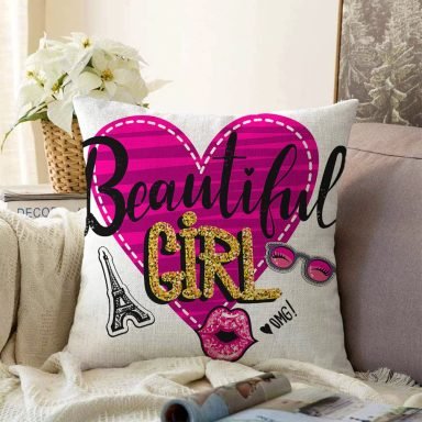 Beautiful Girl Tasarımlı Popart Dekoratif Raşel Yastık Kırlent Kılıfı