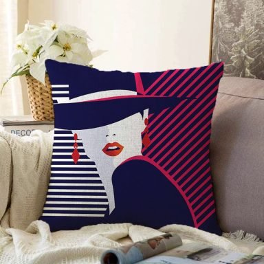 Mujer Estilo Icon Tasarımlı Dijital Baskılı Raşel Yastık Kırlent Kılıfı