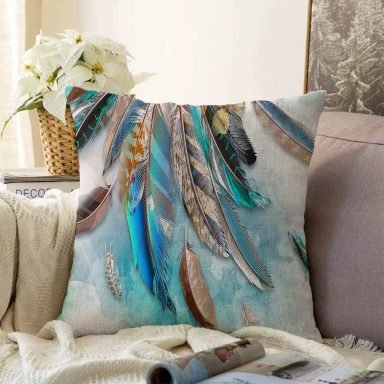 Kuş Tüyü Tasarımlı Modern Raşel Yastık Kırlent Kılıfı