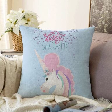 Baby Shower Unicorn At Tasarımlı Çocuk Odası Raşel Yastık Kırlent Kılıfı
